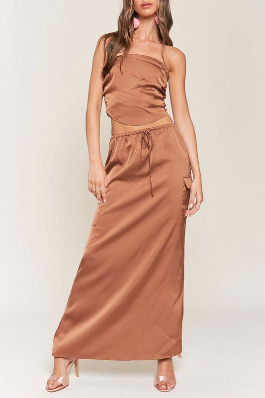 Top & Maxi Skirt Satin Set