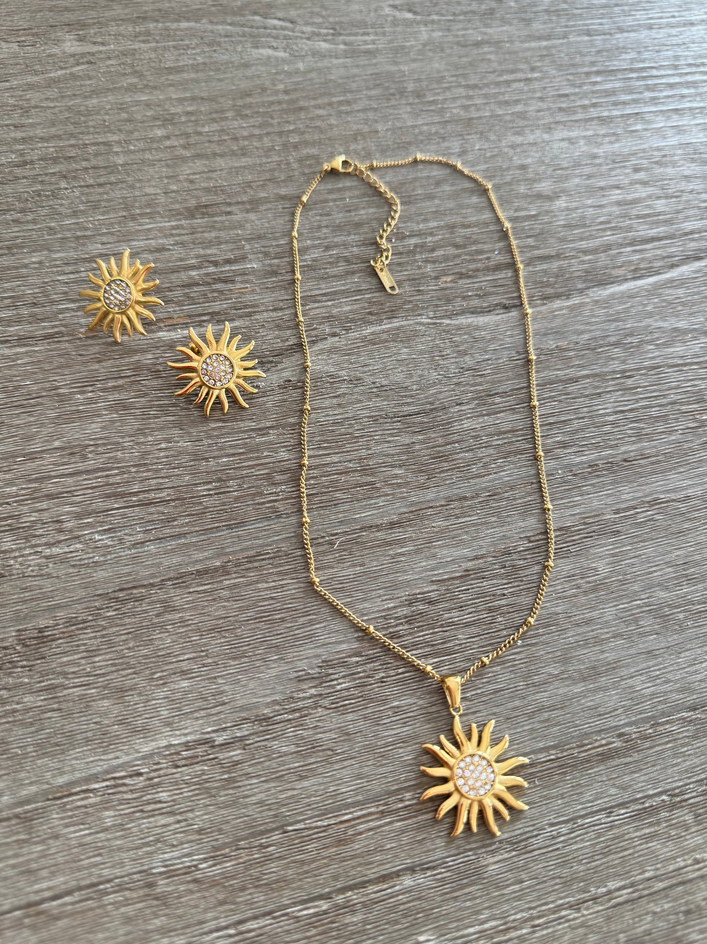Sunflower Earrings and Necklace Set
