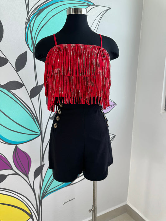 Fringe Sequin Crop Top