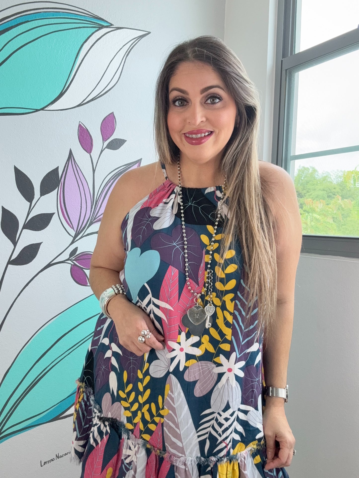 Tropical Print One Size short Dress