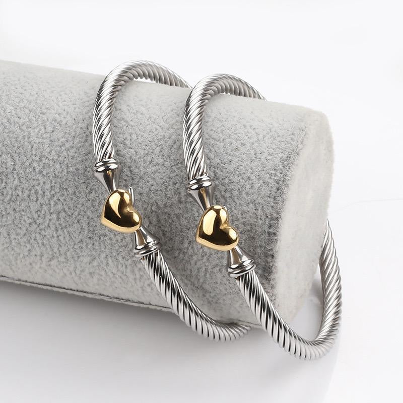 Two Tones Heart Bangle