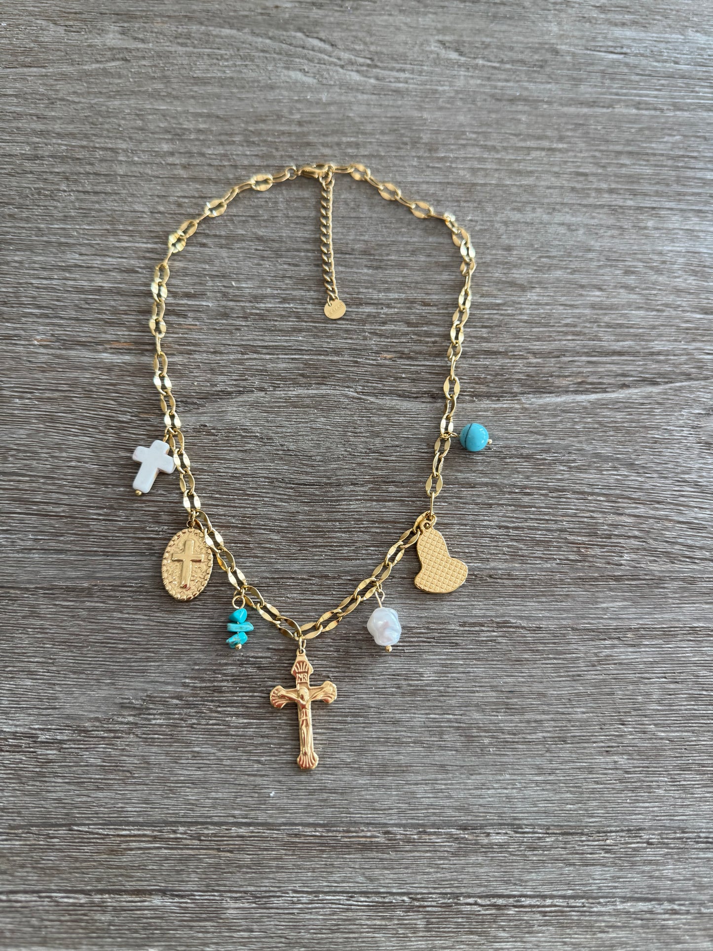 Multi Charms & Cross Necklace