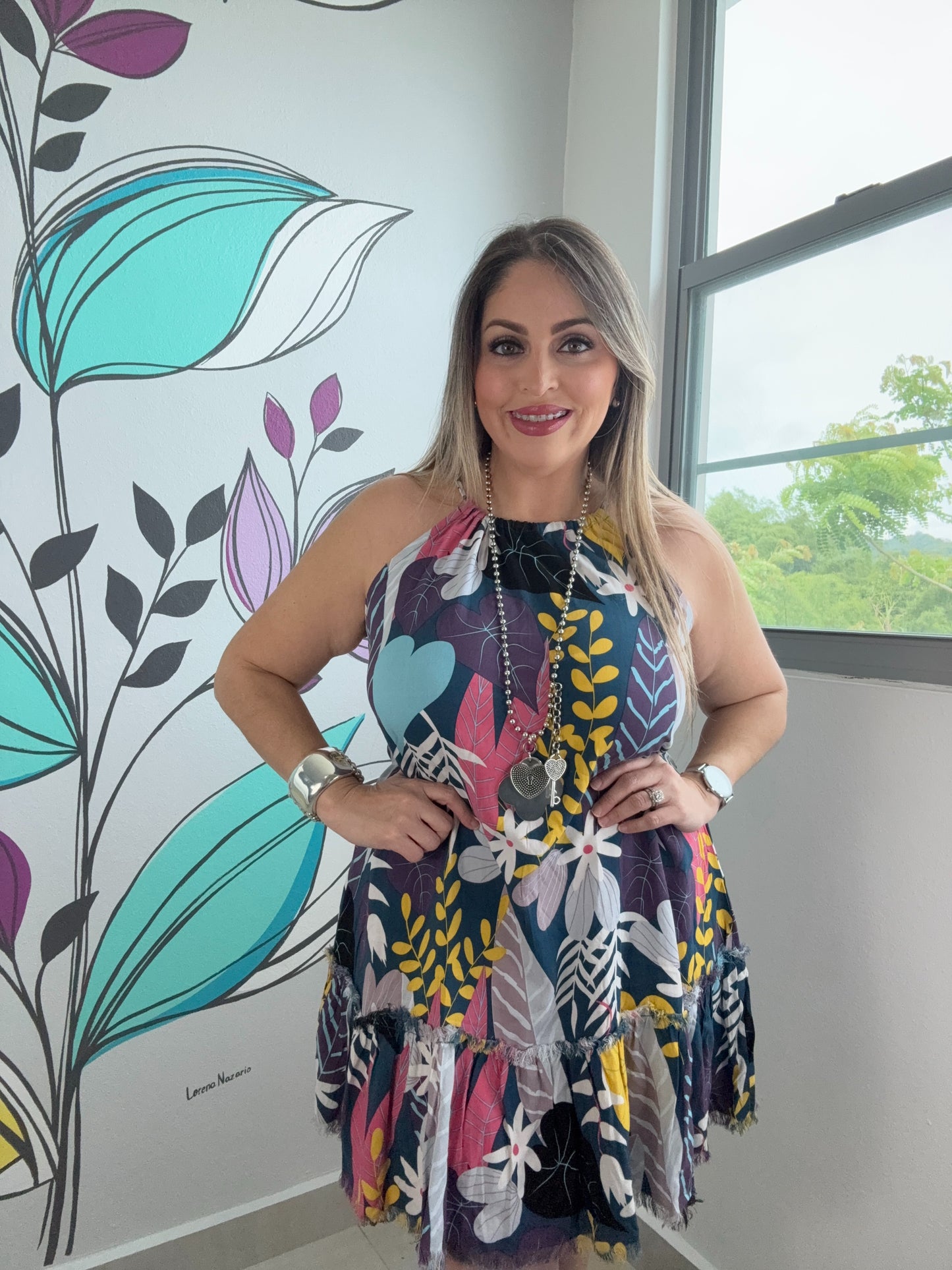 Tropical Print One Size short Dress