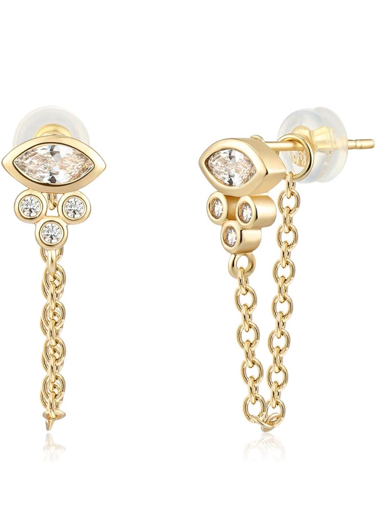Eye chain hoop earrings