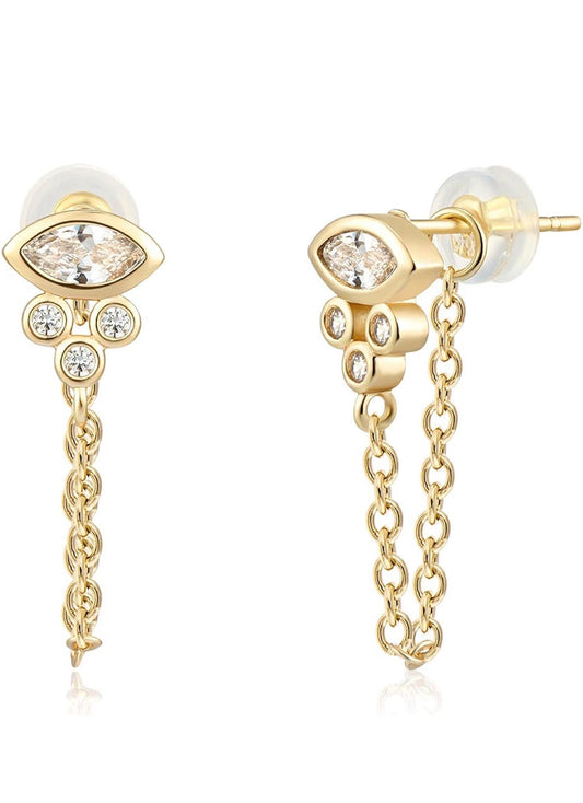Eye chain hoop earrings