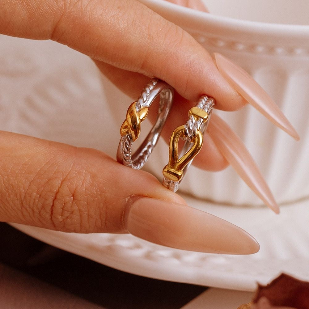 DY Inspired Two Tones Ring (pick style)