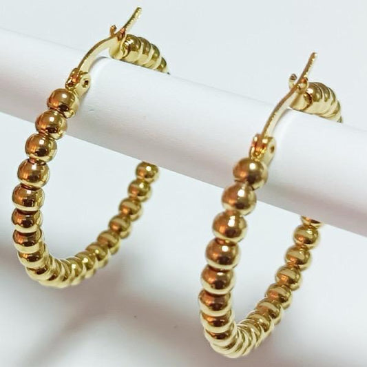 Gold Balls Beads Hoops
