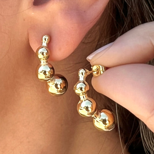 3 Balls Gold Earrings