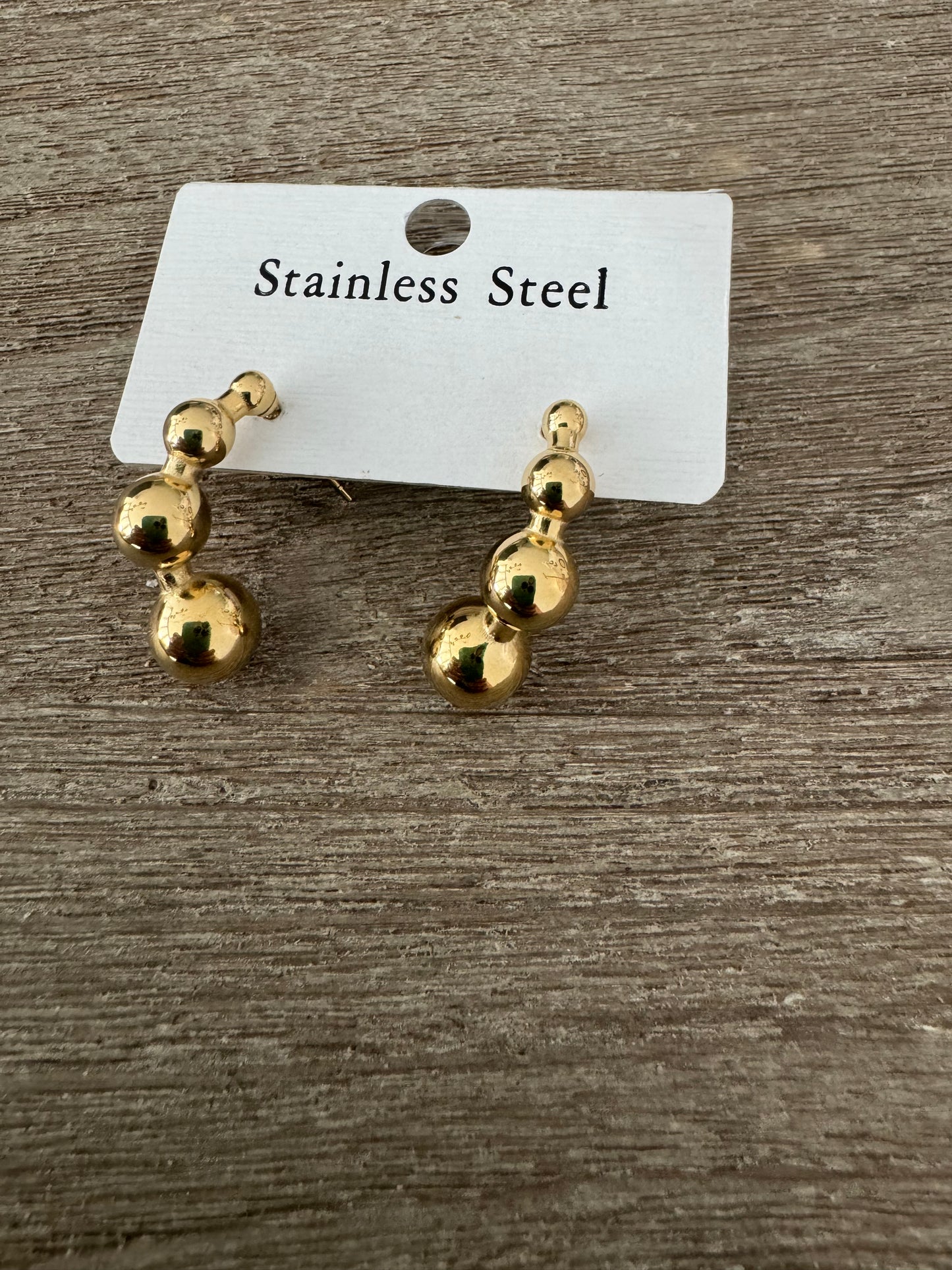 3 Balls Gold Earrings