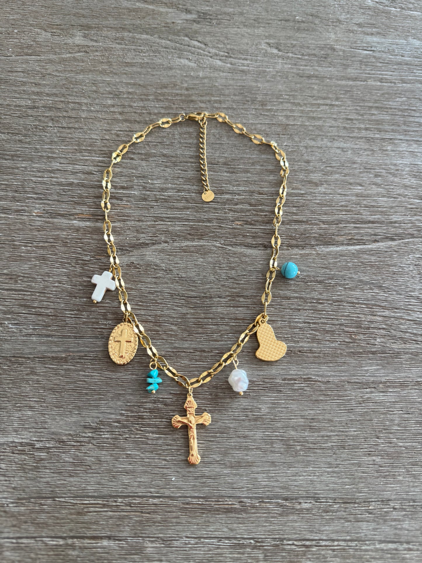 Multi Charms & Cross Necklace