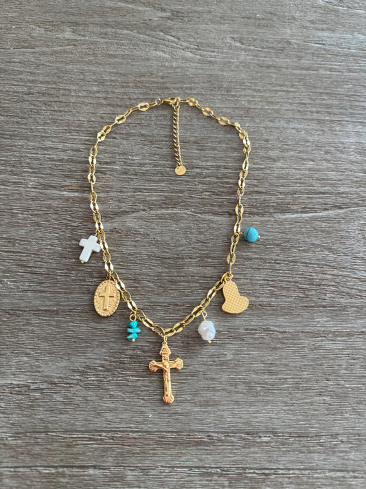 Multi Charms & Cross Necklace