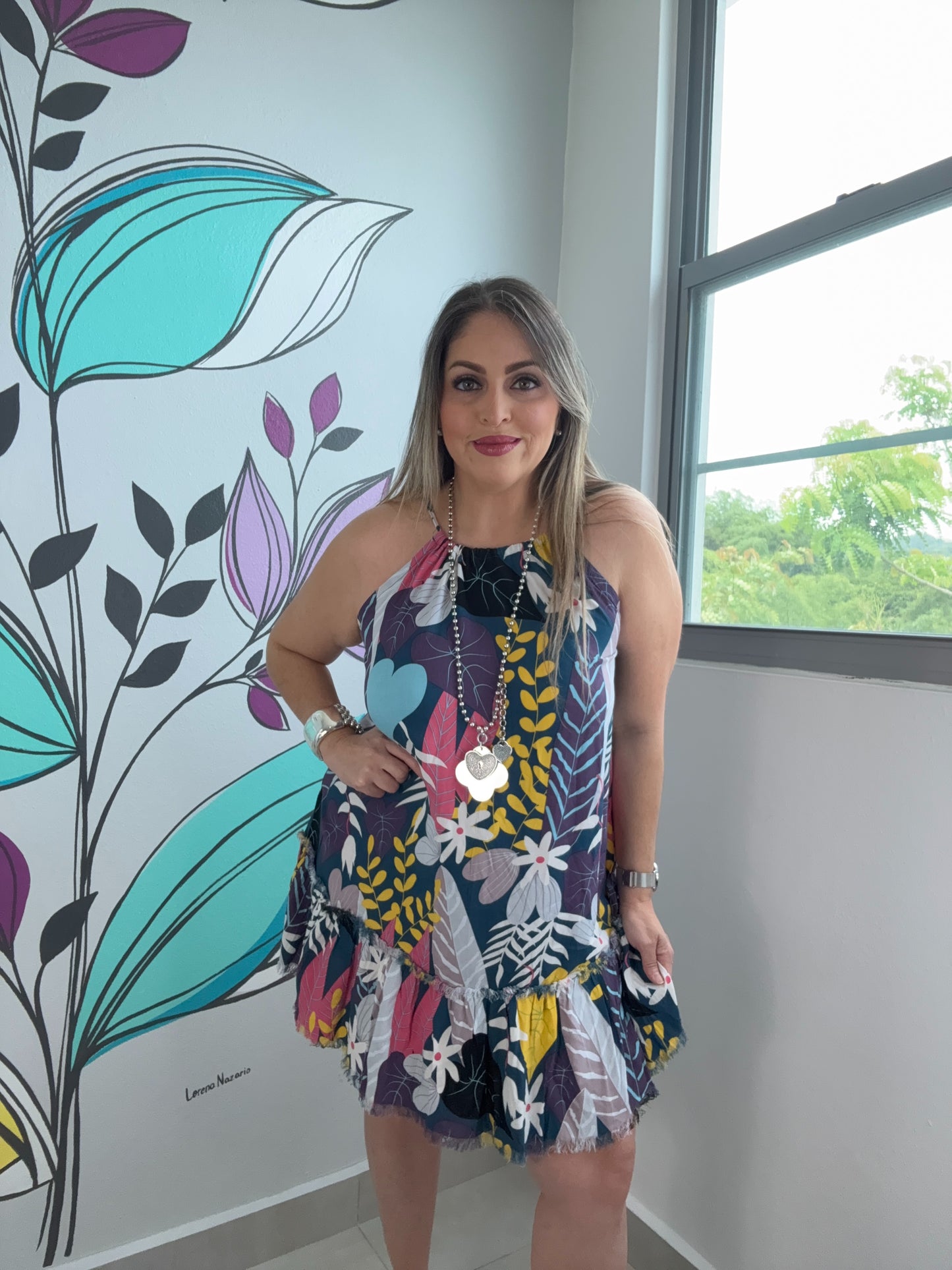 Tropical Print One Size short Dress