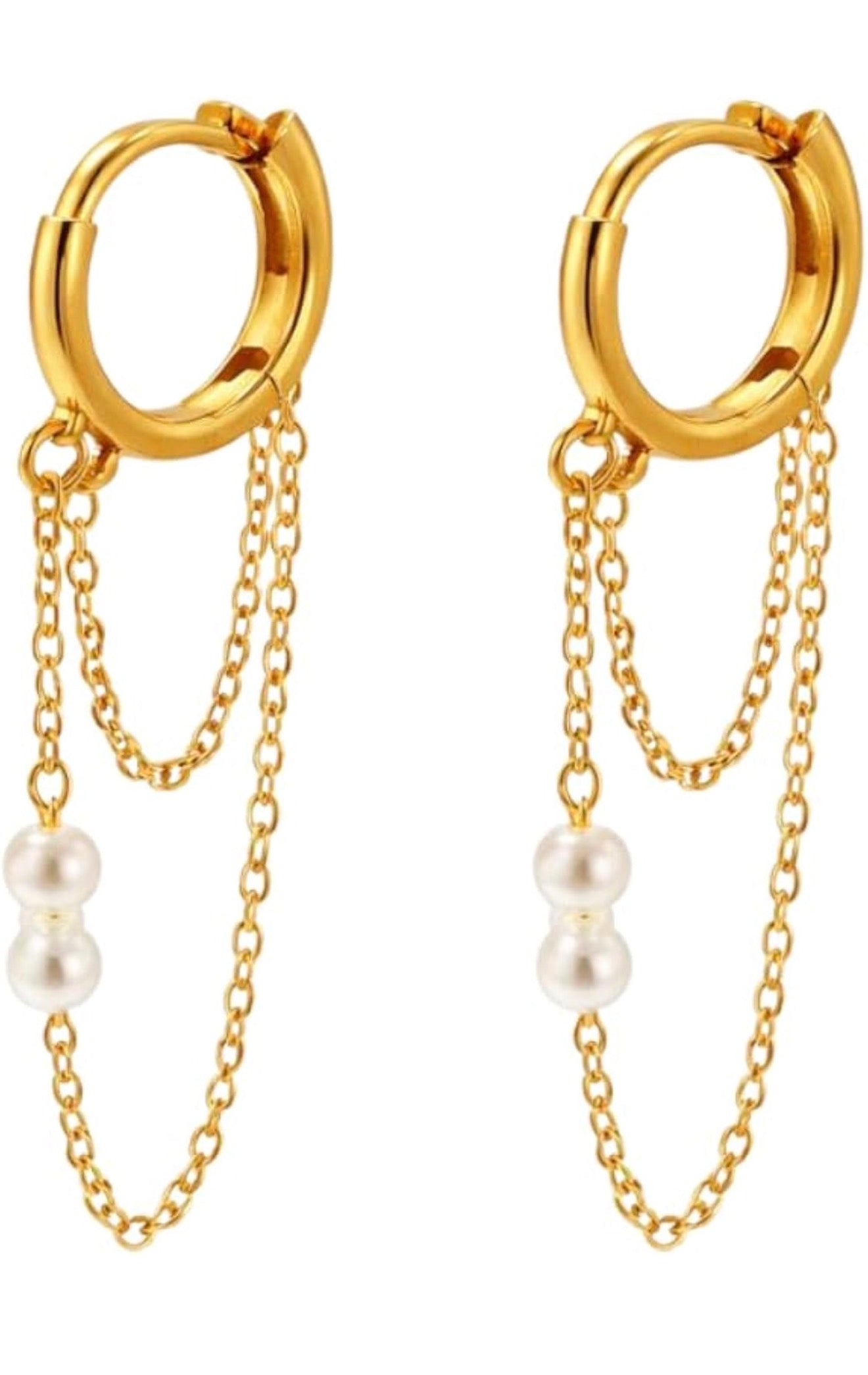 Pearl and Chain Earrings