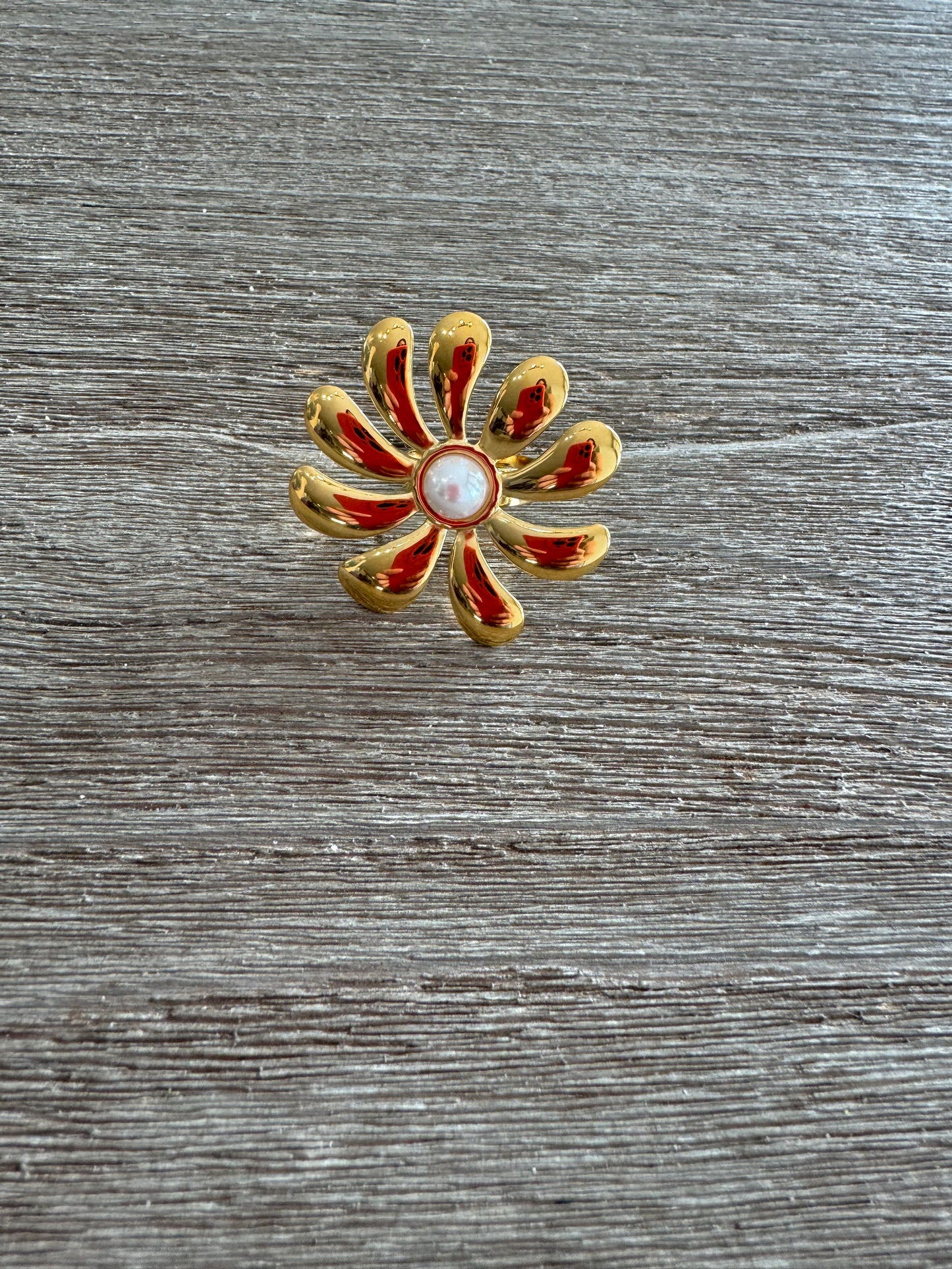 Big Flower Pearl Ring
