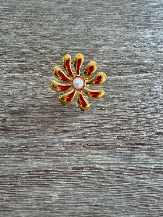 Big Flower Pearl Ring