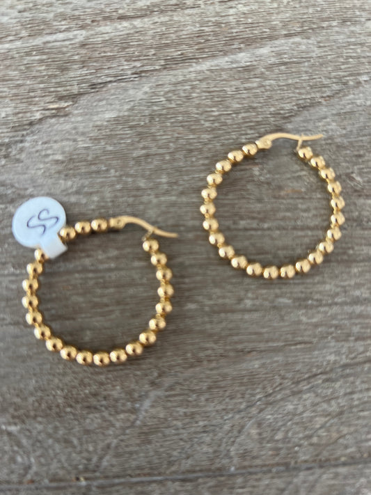 Gold Balls Beads Hoops