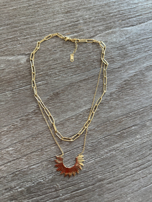 Multi Chain Half Sun Necklace
