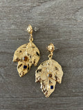 Navy & Cognac Leaf Turkish Earrings