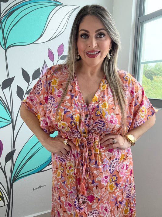 Flower Print Boho Maxi Dress