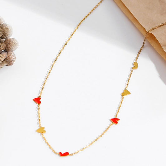 Red and Gold Hearts SS Necklace