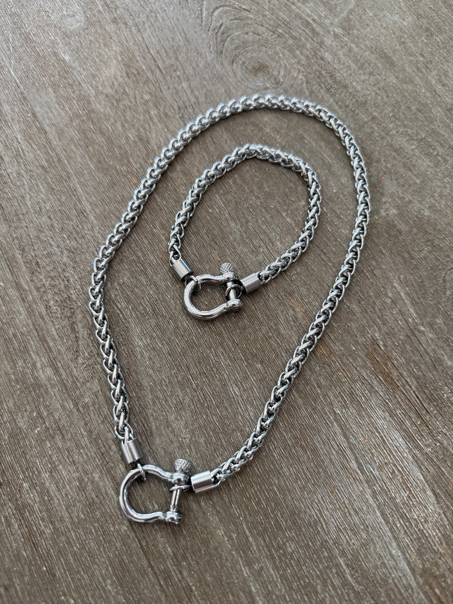 Chunky Heavy Screw Anchor Necklace & Bracelet Set