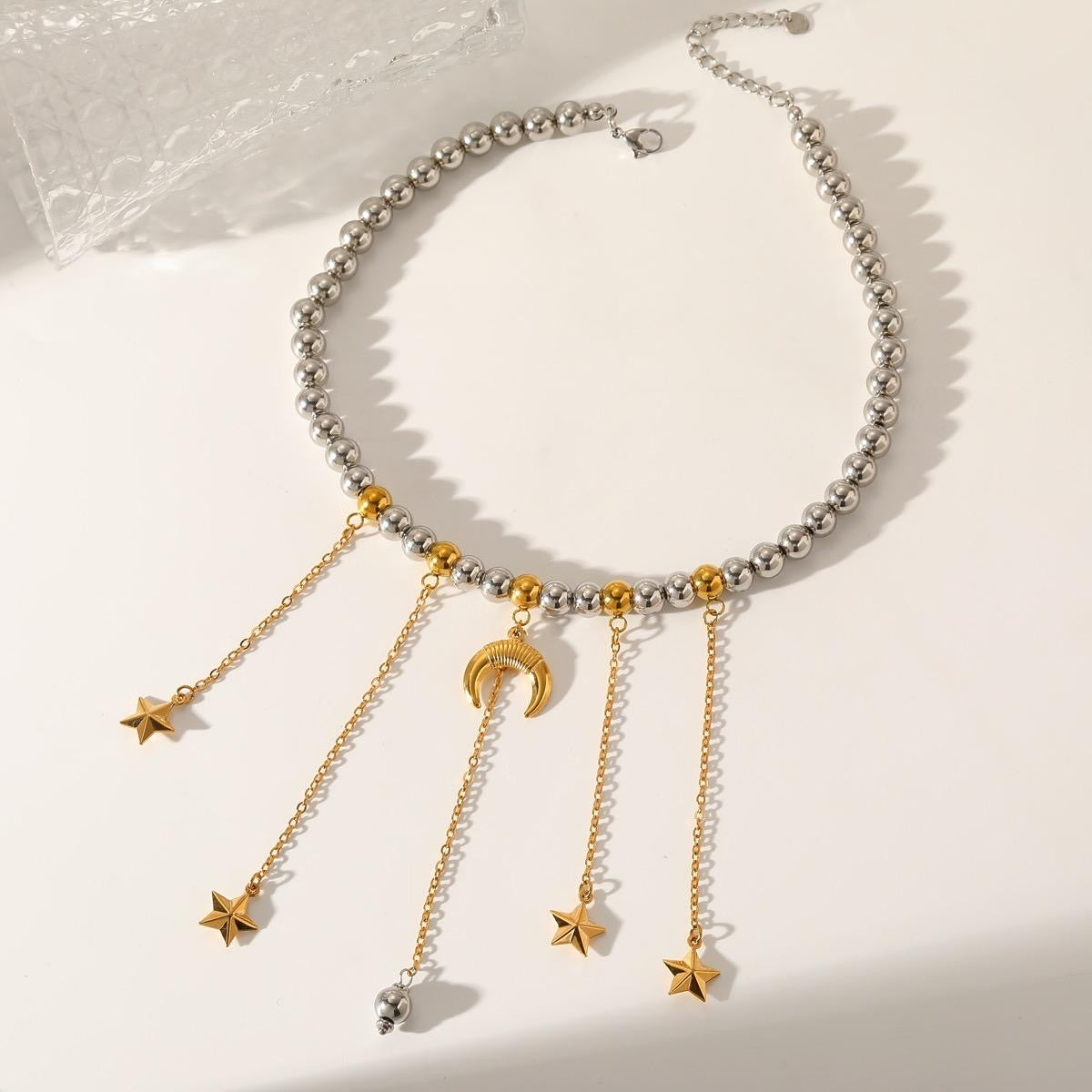 Moon & Stars 2 Tones Necklace