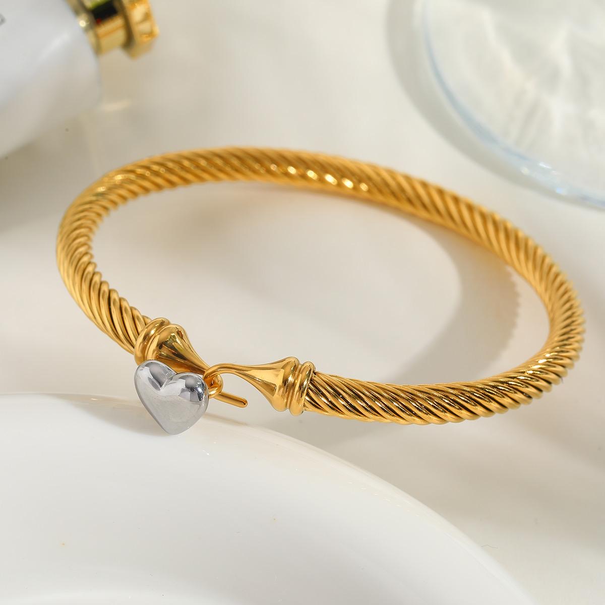 Two Tones Heart Bangle