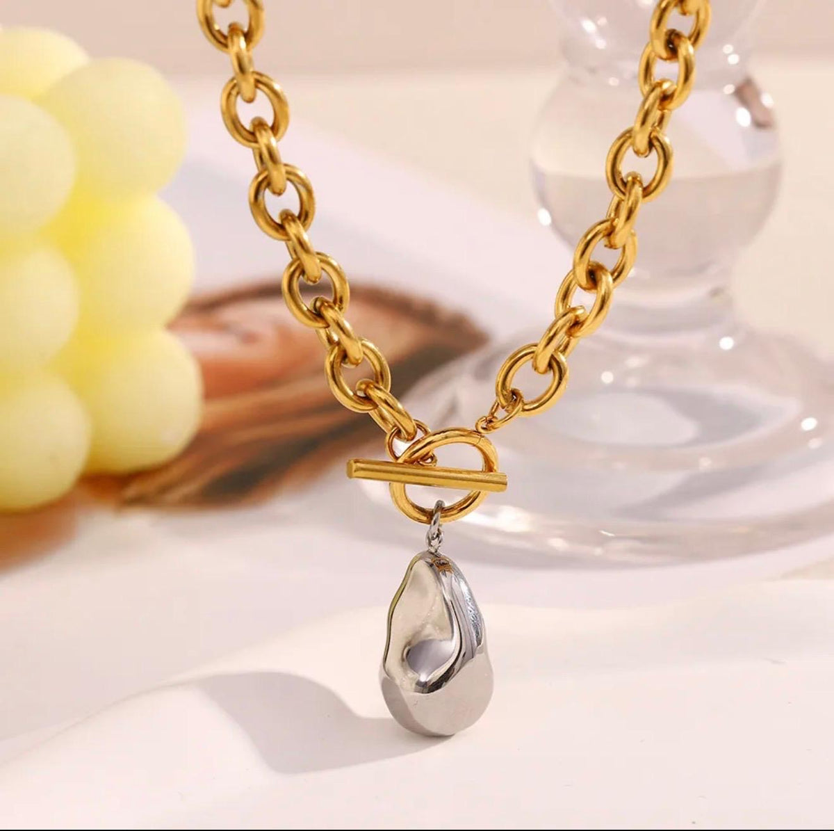 Two Tones Necklace & Bracelet Set