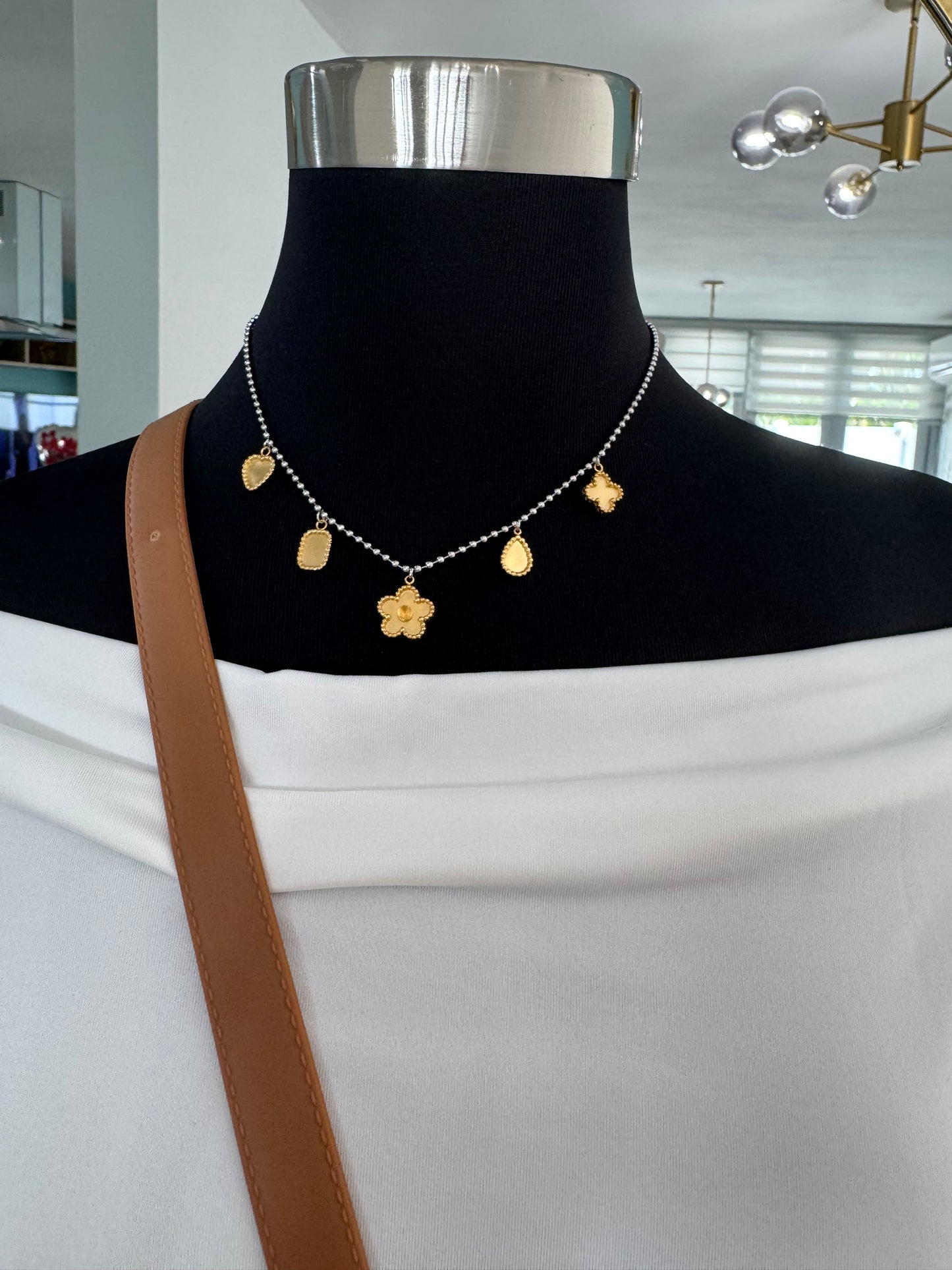 Multi Charms Two Tones Necklace