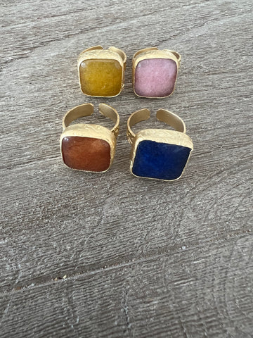 Square Stone Turkish Ring (Pick Color)