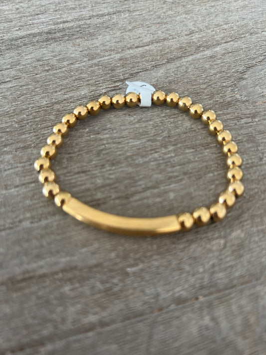 Ball Beads & Rectangle Bar Elastic Bracelet