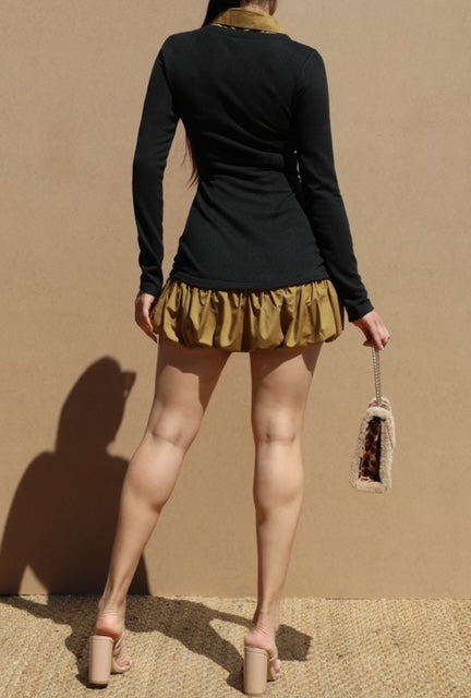 Long Sleeve Sweater Bubble Mini Skirt Dress