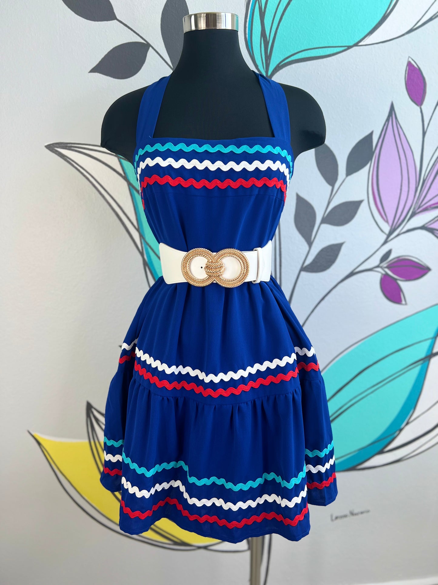 Royal Blue Tie Straps Dress