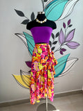 Abstract Print High Waist Wrap Skirt