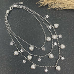3 Layers With Hearts And Stars Turkish Silver Necklace