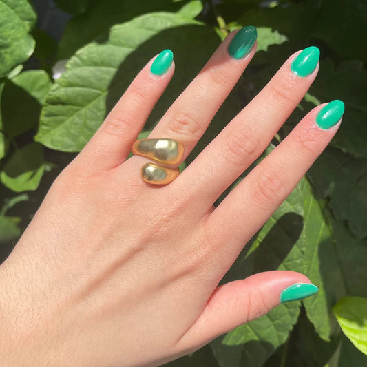 Drop Shape Gold Turkish Ring