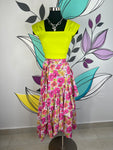 Garden Flower Print High Waist Wrap Skirt