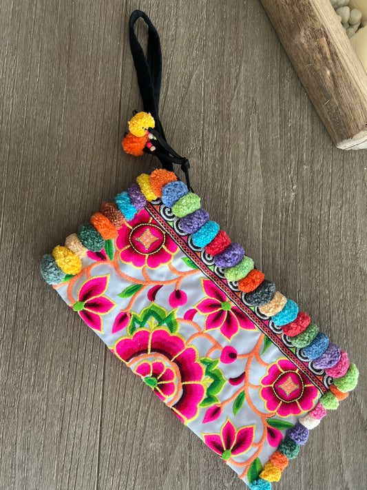 Floral Multi Color Detail Clutch