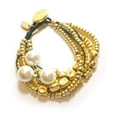 Gold Plated Beads With Pearl Turkish Bracelet
