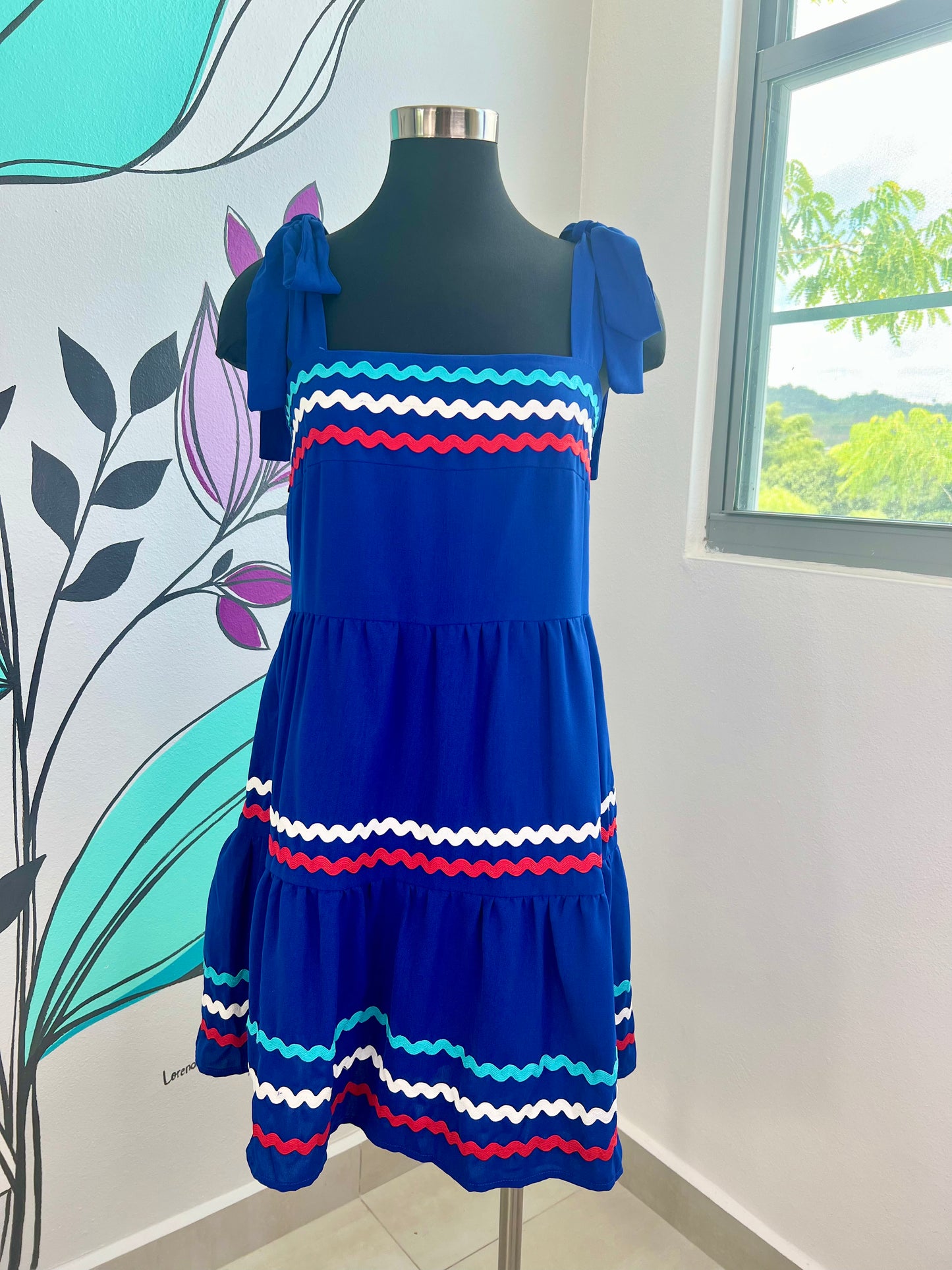 Royal Blue Tie Straps Dress