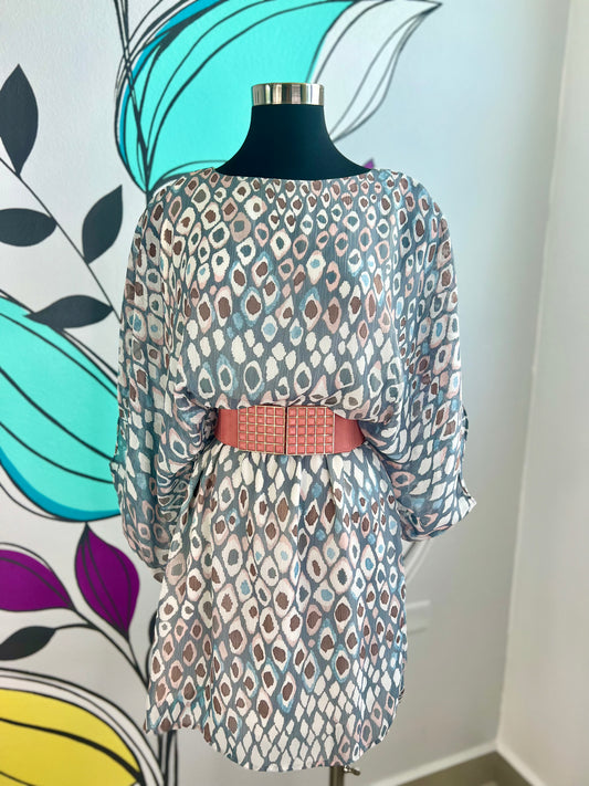 Crinkle Chiffon Boat Neck Dress