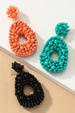 Double Sided Beaded Oval Hoop Drop Earrings (Pick Color)