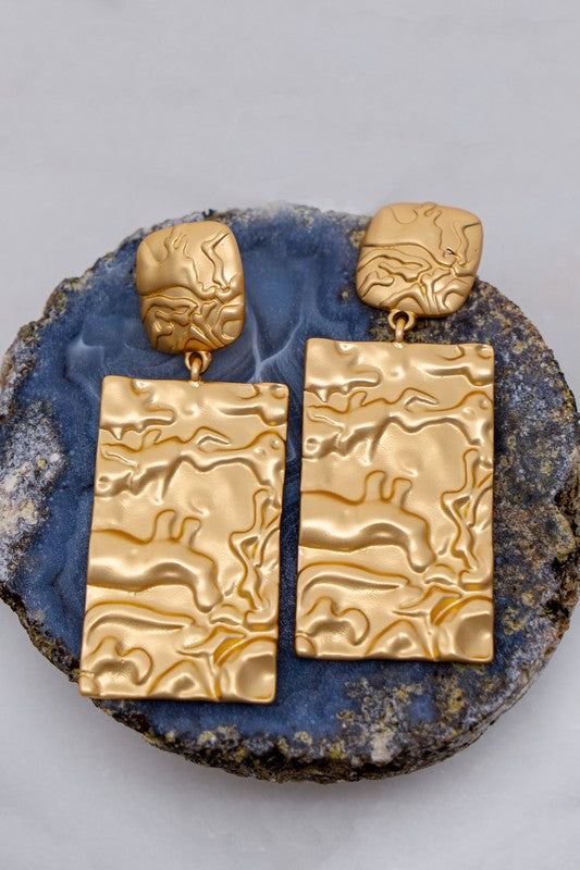 Rectangle Wavy Surface Earrings