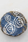 Openwork Hammered Metal Double Rose Drop Earrings (Pick Color)
