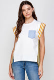 T-Shirt Back Stripe Color Block Top