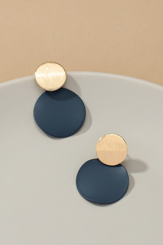 Matte color and brushed disk earrings (Pick Color)