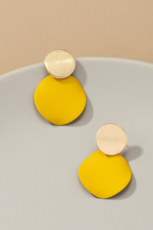 Matte color and brushed disk earrings (Pick Color)
