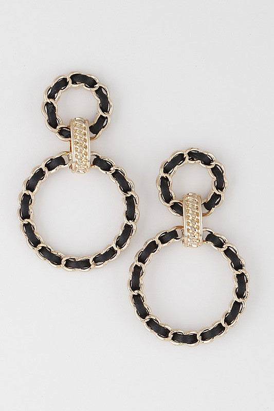 Weaved Double Stud and Drop Circle Earrings