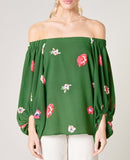 Floral Off the Shoulder Balloon Sleeve Top