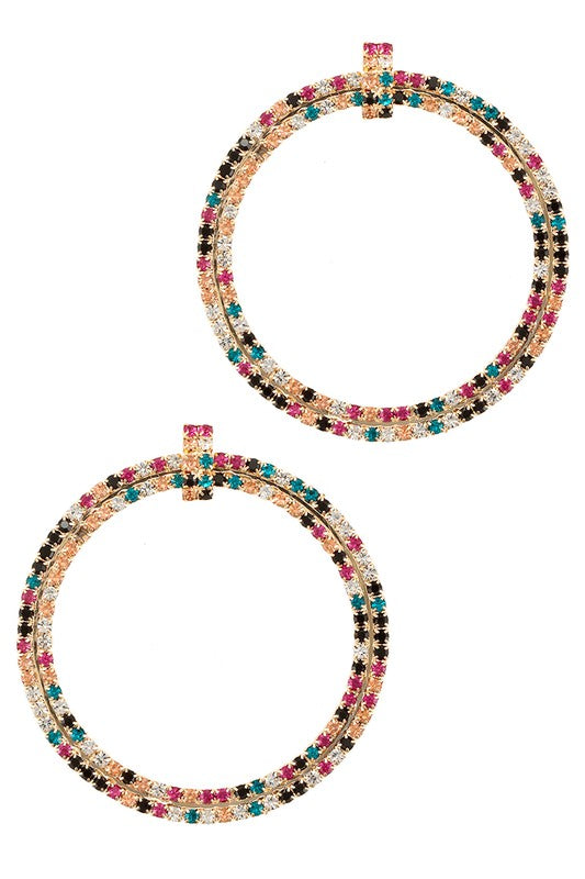 Multicolor Rhinestone Circle Dangle Earring